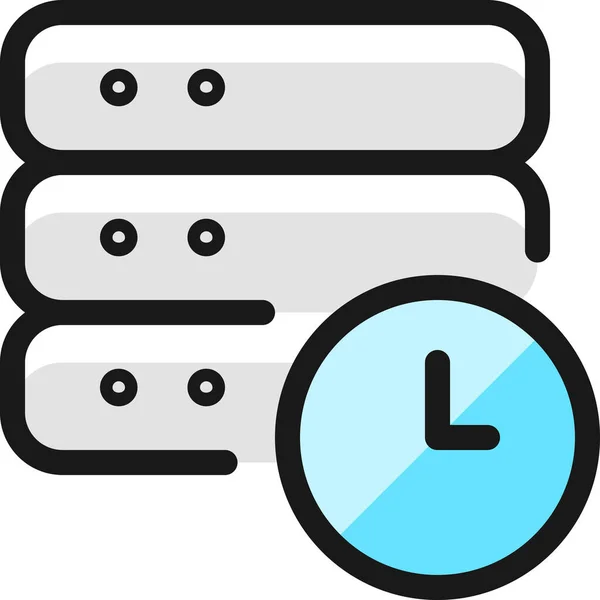服务器时钟填充轮廓图标在填充轮廓风格 — 图库矢量图片