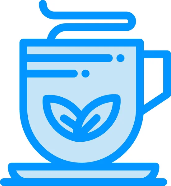 Κύπελλο Πράσινο Τσάι Εικονίδιο Στυλ Γεμάτο Περίγραμμα — Διανυσματικό Αρχείο