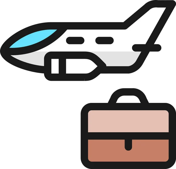 Business Trip Plane Icon Filled Outline Style — Stock Vector