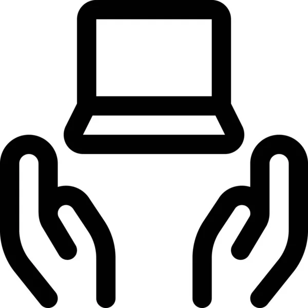 Laptop Code Symbol Umrissen Halten — Stockvektor