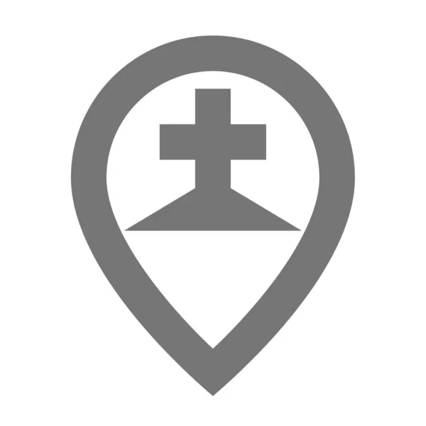 Konum Pin Kilise Simgesi Ana Hat Biçiminde — Stok Vektör