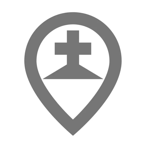 Locatie Pin Kerk Pictogram Omtrek Stijl — Stockvector