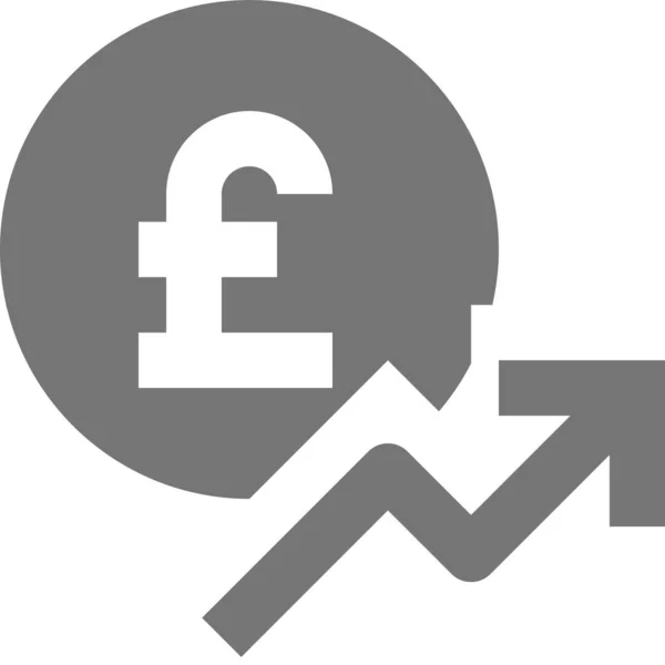 Иконка Стрелкой Роста Фунта Твердом Стиле — стоковый вектор