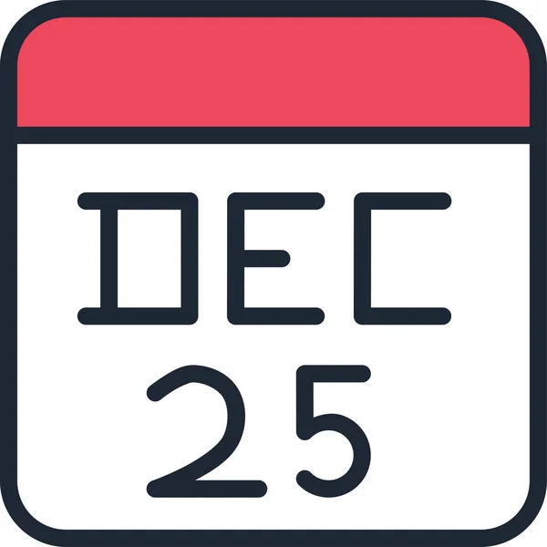 Kalendarz Boże Narodzenie Data Ikona Stylu Wypełniony Zarys — Wektor stockowy