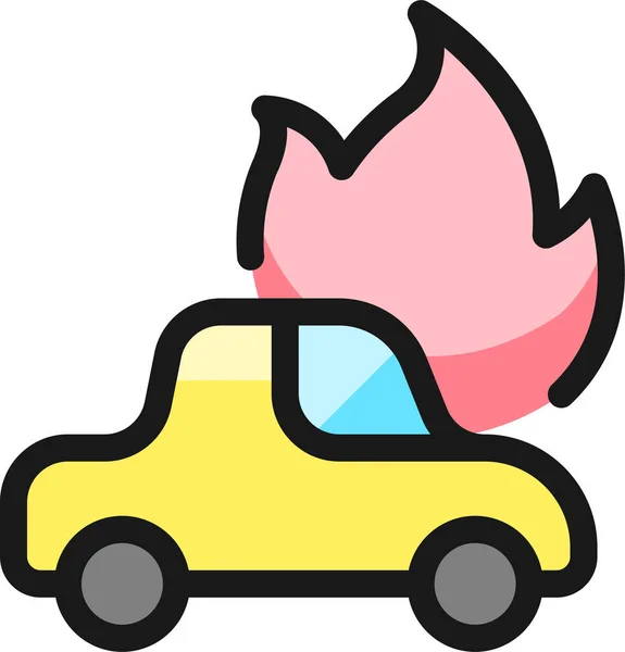 Coche Reparación Fuego Icono Estilo Contorno Lleno — Vector de stock