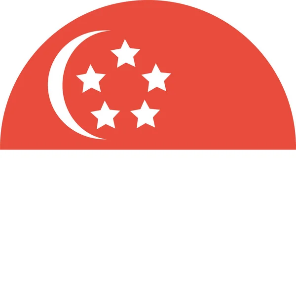 Flagga Singapore Land Ikon Platt Stil — Stock vektor