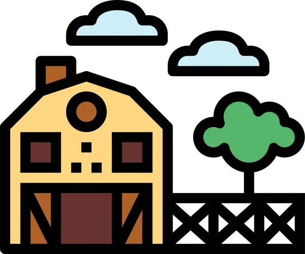 Barn Farm Industry Icon Filled Outline Style — Stock Vector