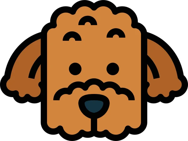 Perro Caniche Mascota Icono Estilo Contorno Lleno — Vector de stock