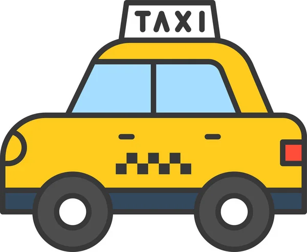 Auto Taxi Icona Del Traffico Pieno Stile Contorno — Vettoriale Stock