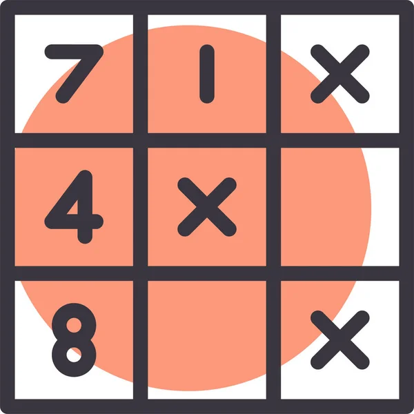Spel Matematik Pussel Ikon Kontur Stil — Stock vektor