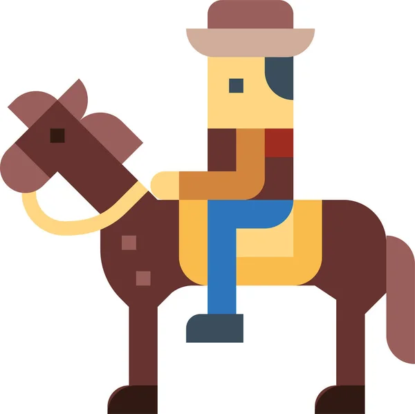 Cowboy Rijden Paard Pictogram — Stockvector