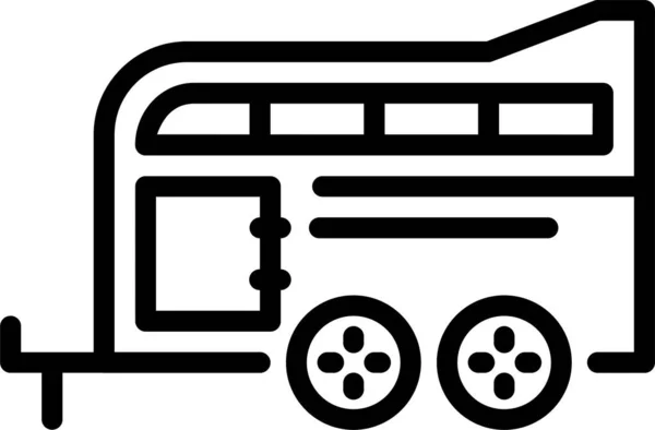 Caravane Cheval Remorque Icône Dans Style Contour — Image vectorielle