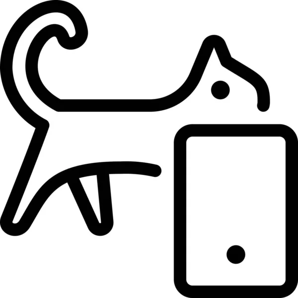 Android Animaux Chat Icône Dans Style Contour — Image vectorielle