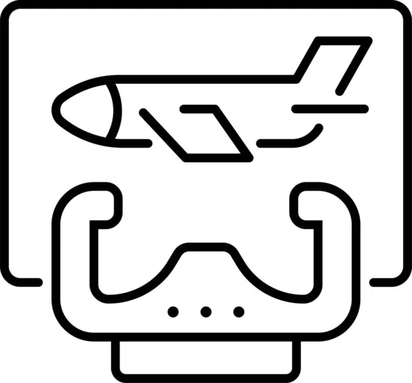 Avión Ordenador Realidad Icono — Vector de stock