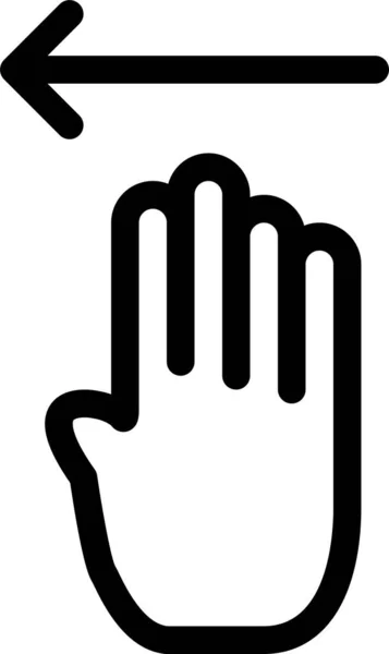 Finger Four Gesture Icon Outline Style — Stock Vector