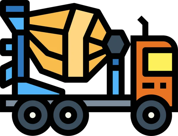 Car Cement Mixer Icon Filled Outline Style — Stock Vector