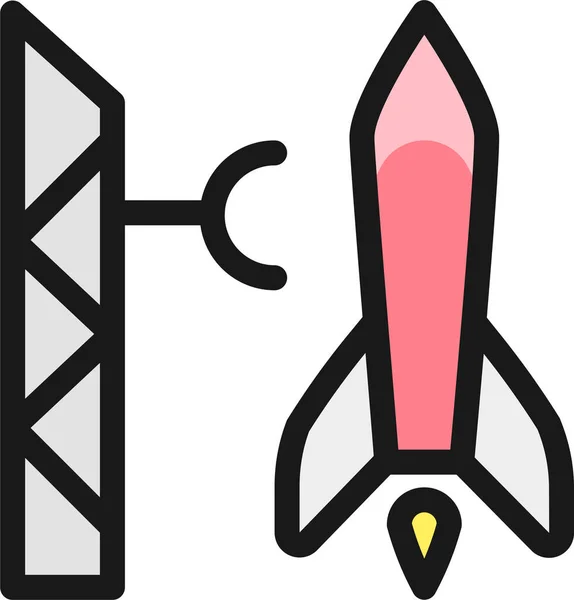 Иконка Запуска Космической Ракеты Стиле Заполненного Контура — стоковый вектор