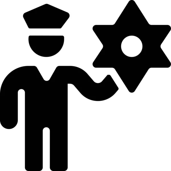 Politie Badge Pictogram Solide Stijl — Stockvector