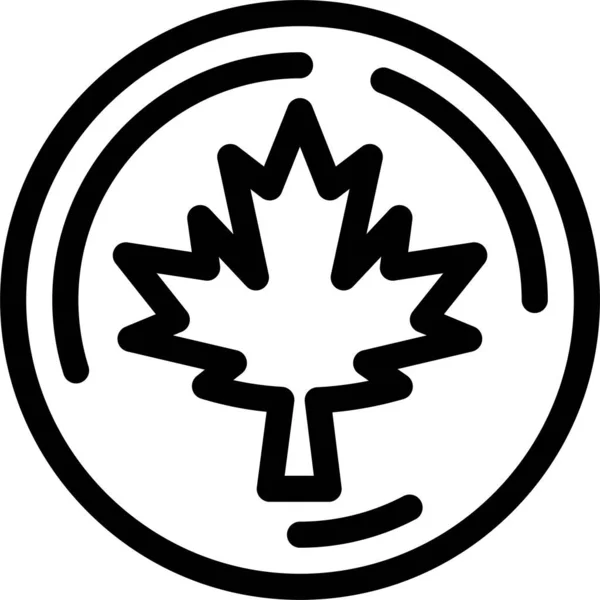 Herfst Canada Blad Pictogram Omtrek Stijl — Stockvector