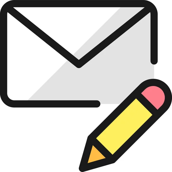 Ícone Edição Ação Mail Estilo Esboço Preenchido — Vetor de Stock