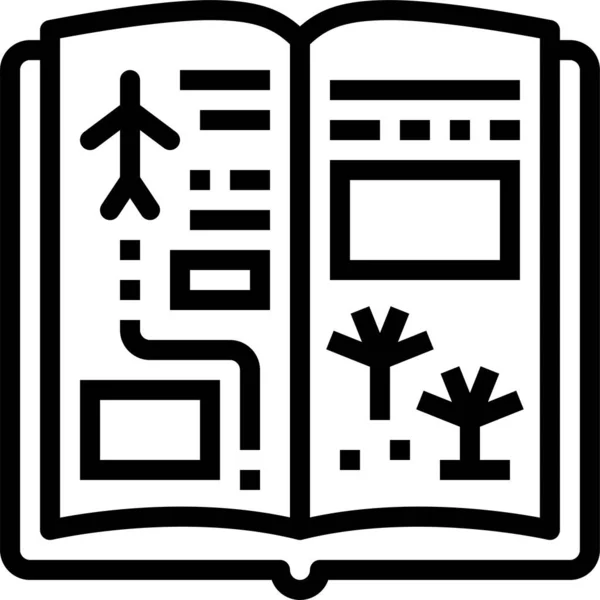 Aeropuerto Libro Avión Icono Estilo Esquema — Archivo Imágenes Vectoriales