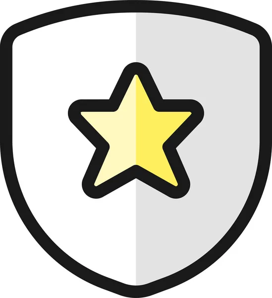 Schutzschild Sternsymbol Ausgefüllten Umriss Stil — Stockvektor