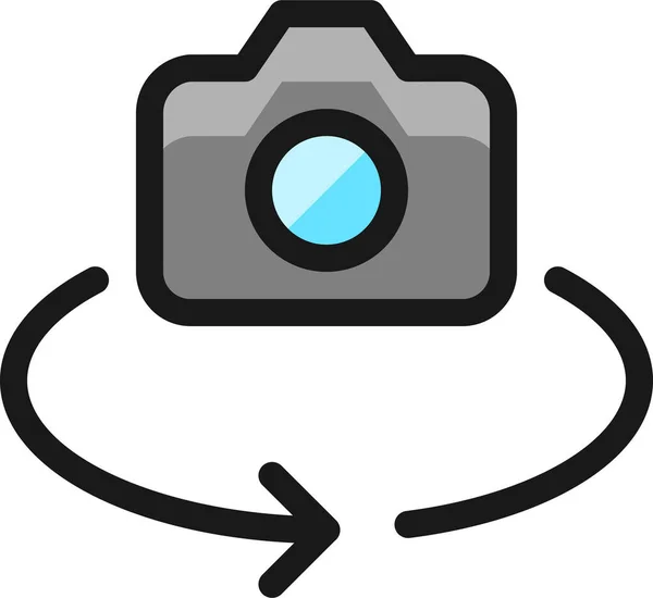 Ρυθμίσεις Φωτογραφικής Μηχανής Περιστροφή Εικονιδίου Στυλ Πλήρους Περιγράμματος — Διανυσματικό Αρχείο