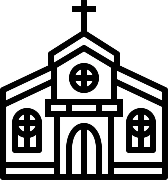 Chapel Christian Church Icon Outline Style — Stock Vector