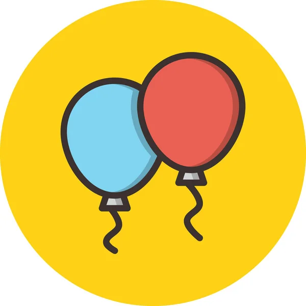 Balloon Celebration Balloons Icon Filled Outline Style — Stock Vector