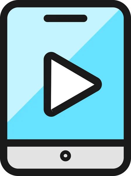 Videoplayer Smartphone Symbol Stil Ausgefüllter Umrisse — Stockvektor