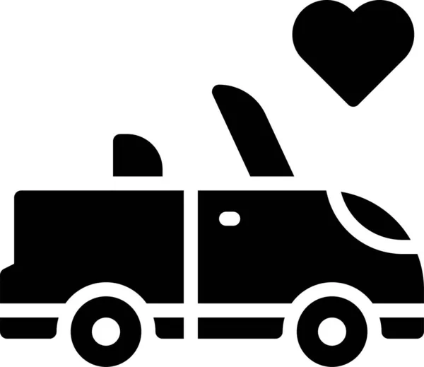 Automobile Voiture Amour Icône Dans Style Solide — Image vectorielle