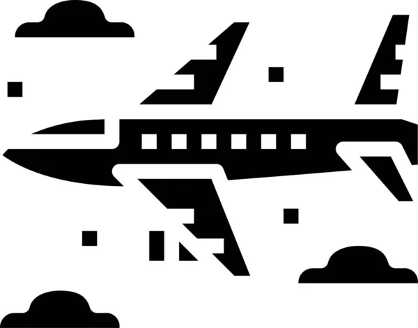 Uçak Havalimanı Simgesini Katı Bir Şekilde Uçuruyor — Stok Vektör