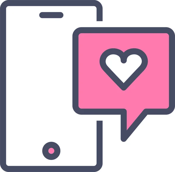 Chat Icône Message Amour Dans Style Contour — Image vectorielle