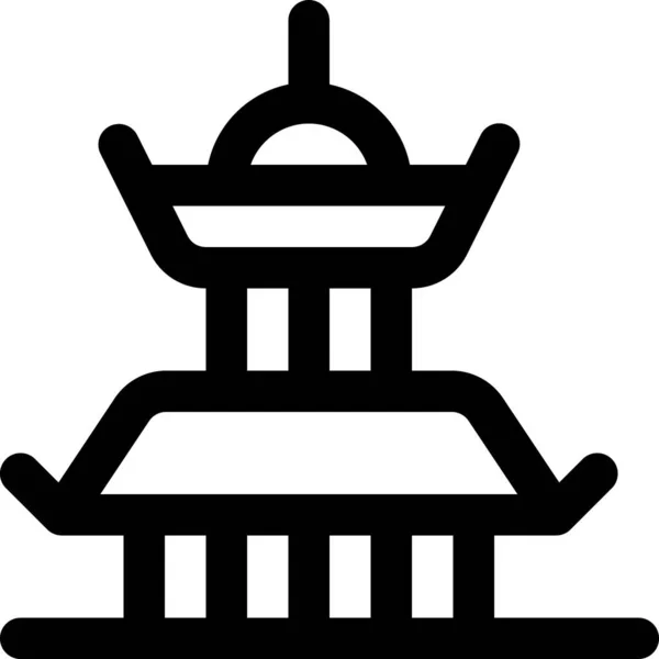 Landmärke Japanskt Slott Ikon Kontur Stil — Stock vektor