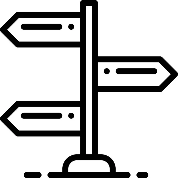 Icône Route Panneau Directionnel Dans Style Contour — Image vectorielle