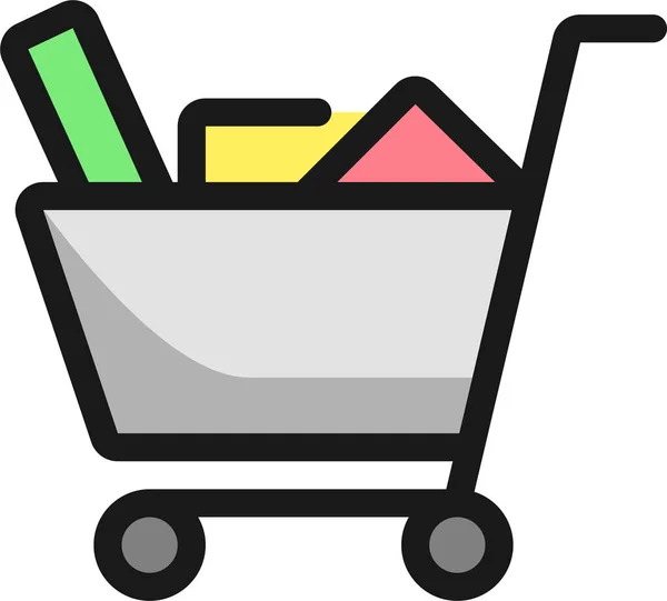 Shopping Cart Full Icon Filled Outline Style — Stock Vector