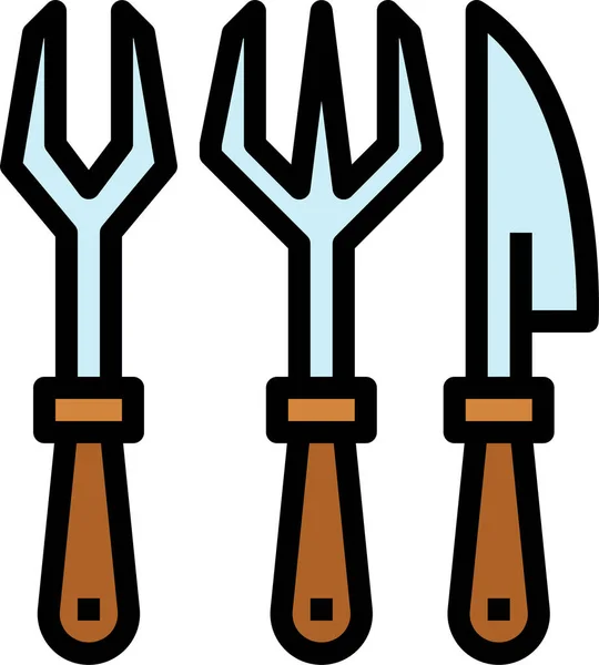 Cubertería Icono Metal Alimentos Estilo Contorno Lleno — Vector de stock