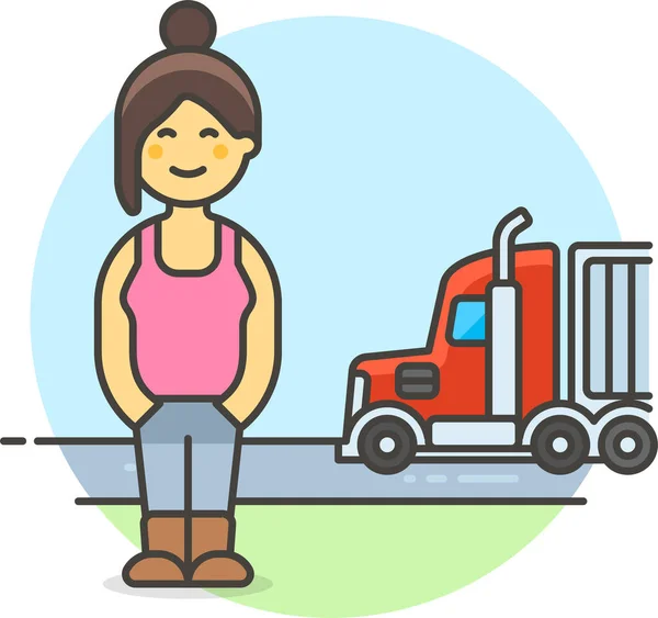 Ikona Kierowcy Komercyjnego Kobiet Pojazdach Środków Transportu Kategorii — Wektor stockowy