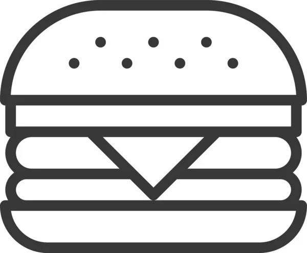 快餐食品汉堡包图标 轮廓风格 — 图库矢量图片