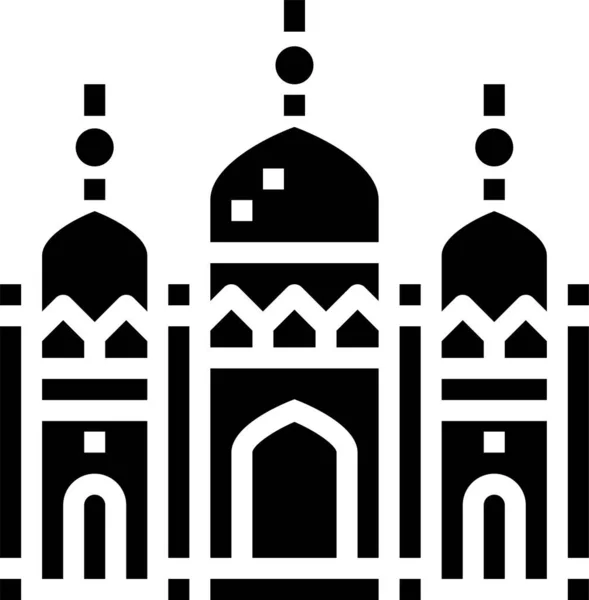建筑具有里程碑意义的清真寺图标 风格坚实 — 图库矢量图片