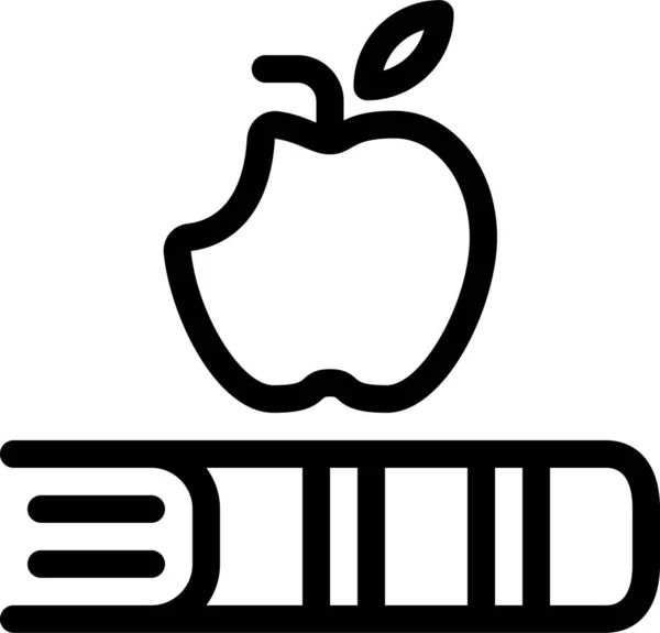 Icône Livre Morsure Pomme Dans Style Contour — Image vectorielle