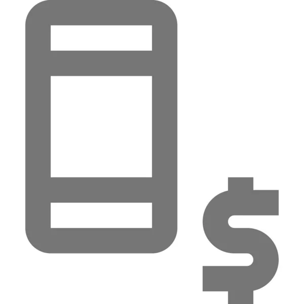 Bankovní Peníze Telefon Ikona Stylu Osnovy — Stockový vektor
