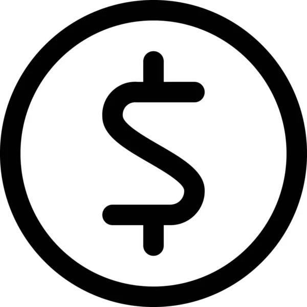 Valuta Dollaro Cerchio Icona Stile Contorno — Vettoriale Stock