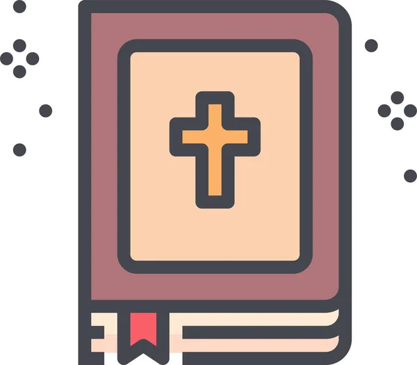 Bible Book Christian Icon Filled Outline Style — Stock Vector