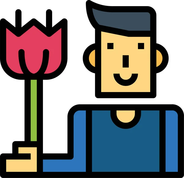Client Fleur Homme Icône — Image vectorielle