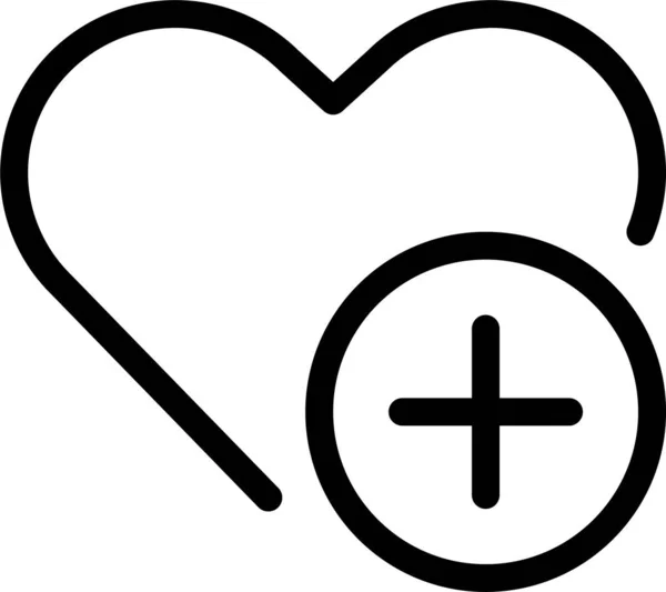 Lieblings Herz Symbol Umrissstil Hinzufügen — Stockvektor