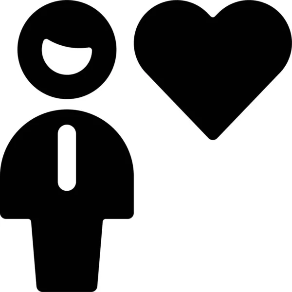 Single Man Heart Icon Solid Style — Stock Vector