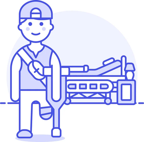 Hulp Hospitaliseren Geamputeerde Pictogram Gevulde Outline Stijl — Stockvector