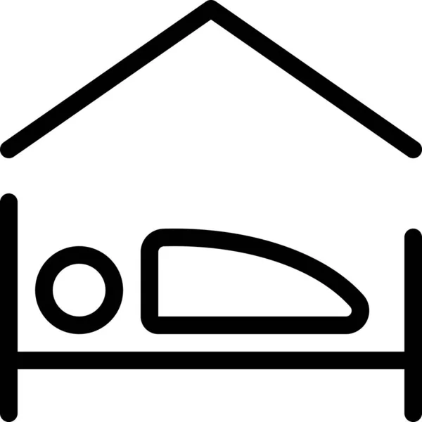 Dormitorio Dormitorios Hotel Icono Estilo Del Esquema — Vector de stock