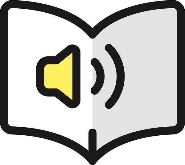 Ηχητικό Εικονίδιο Τόμου Βιβλίου Στυλ Πλήρους Περιγράμματος — Διανυσματικό Αρχείο
